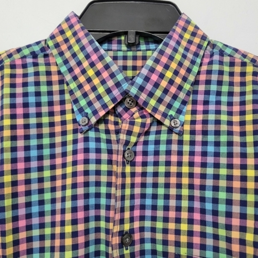 Scott Barber Men's Long Sleeve Button Down Dress Shirt Size M Colorful Plaid